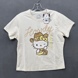 Sanrio Hello Kitty T-Shirt Howdy Cowboy Graphic Cream Women Small New